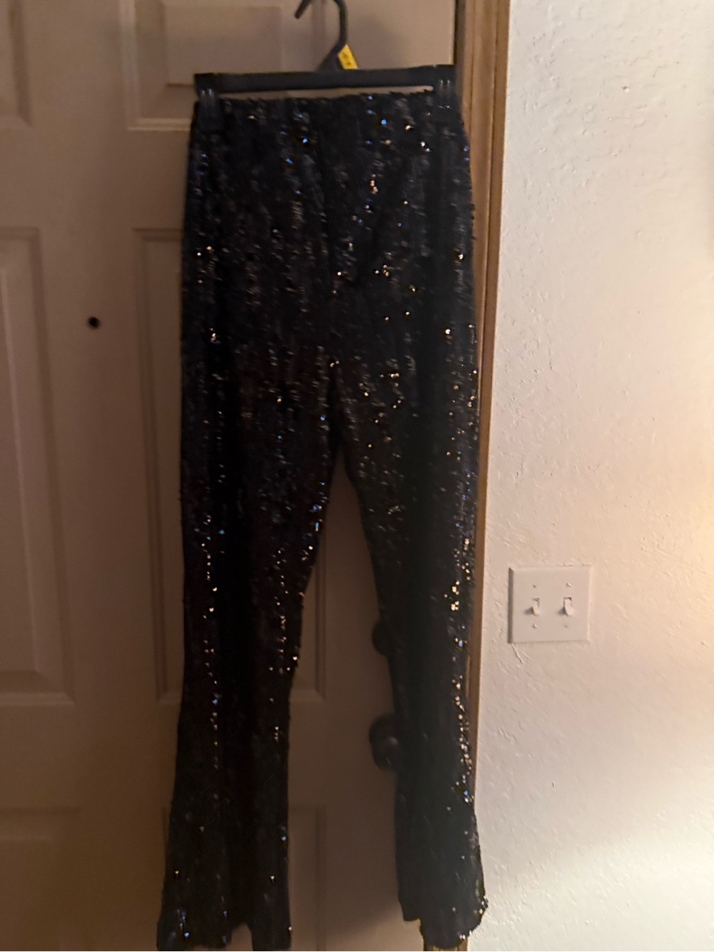 No Boundaries Black Sequin Boot-Cut Pants